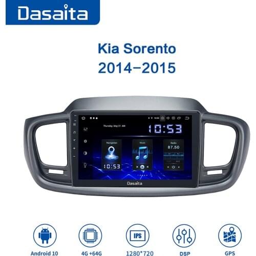 Dasaita 10.2" Car 1 Din Android 10.0 Radio 1280*720 Touch Screen for Kia Sorento 2014 2015 4GB+64GB Auto Stereo with GPS Carplay