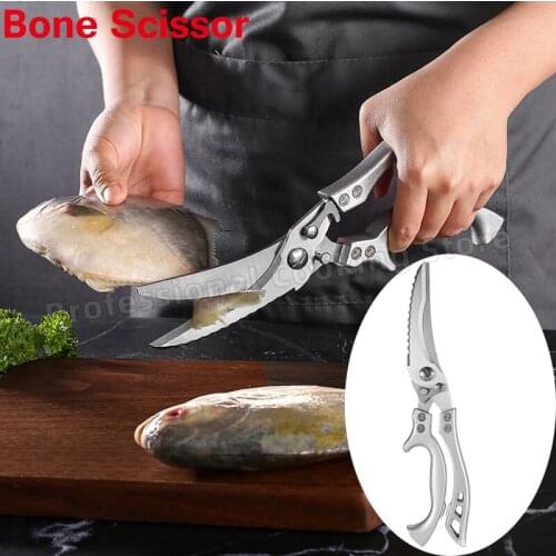 Stainless Steel Household Scissors Sharp Cooking Scissors Practical Chicken Bone Scissors Kitchen Universal Scissors