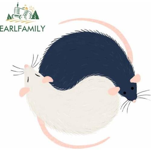 EARLFAMILY 13cm x 10.4cm for Ratty Love Ying Yang Vinyl Car Stickers Suitcase Creative Scratch-proof Camper Sticker Decal for RV