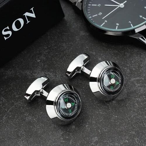 HAWSON Trendy Cufflinks Funny Style Compass Imitation Rhodium Cuff Links for Men French Cuffs/Shirts Tuxedo Shirts Gift