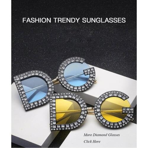 High End Crystal Stone Rhinestone Women Geometric Pattern Diamond Oversized Sunglasses Diamonds Glasses