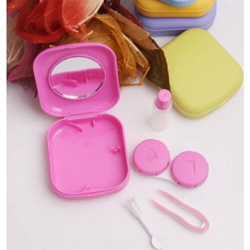 1 Pcs Pocket Portable Mini Contact Lens Case Easy Carry Make Up Beauty Pupil Storage Box Mirror Container Travel Kit Cute Style