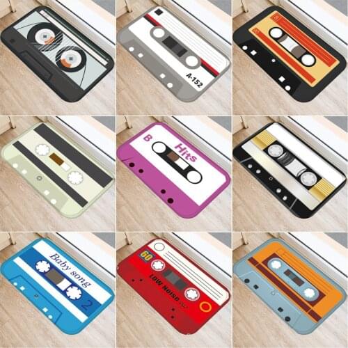 Cassette Tape Mats Anti Slip Floor Carpet Tape Pattern Print Doormat for Bathroom Kitchen Entrance Rugs Home Decoration