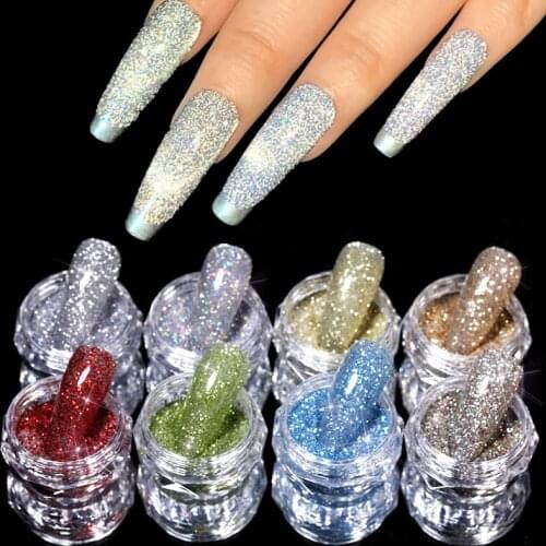 Nail Crystal Diamonds Powder Reflective Glitters For Nails Shiny Pigment Holographics Glass Micro Drill Nails Powder Decorations