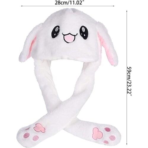 Rabbit Cute Animal Hat Plush Hat is That The Ear Can Move Plush Toy Gift 54DF