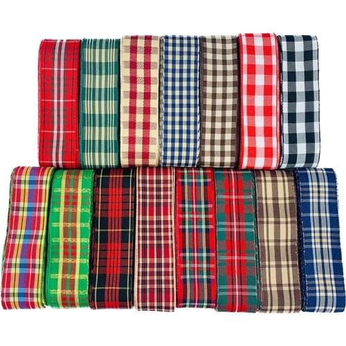 5 Yards 25mm Plaid Ribbon Grid Printed Ribbon For Christmas Wedding Party Decoration DIY Bow Gift Wrapping Handmand Crafts