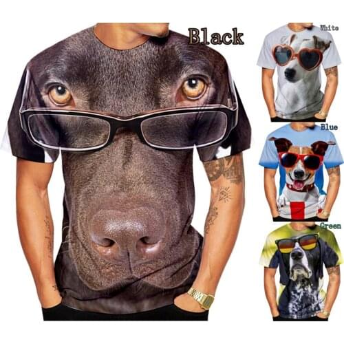 2021 Summer 3D Print Spectacle dog Men Hipster T-Shirt XS-5XL