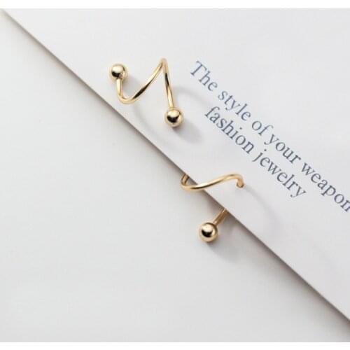 MloveAcc S925 Sterling Silver Korean Fashion Minimalist Spiral Beads Screw-back Stud Earrings for Women Lady Daughter Jewelry