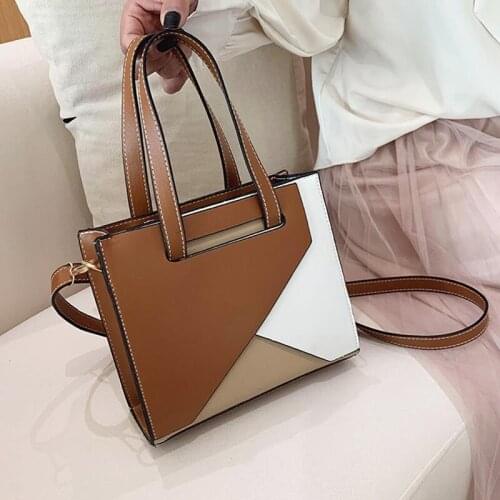 Fashion Panelled Designer Tote Women Zipper Small Flap Shoulder Bags Ladies Pu Leather Handbag Female Crossbody Bag Girl
