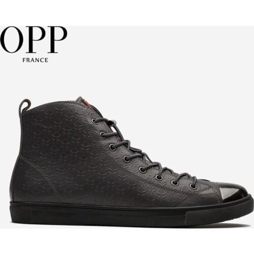 OPP Fretwork Men Shoes Men Boots Genuine Leather Metal Toe Shoes Ankle Boots for men Winter Boots men High Top Metal