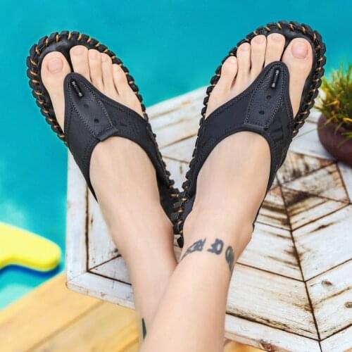Mens Flip-flops Flip Flops Fashion Shoes Sport Sneakers Men Sandals Summer Slippers Italian Leather For Flipflops Beach