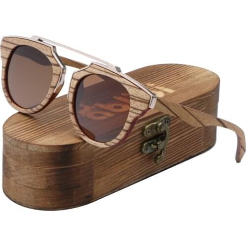 Ablibi Mens Skateboard Zebra Wood Sunglasses Men Polarized Bamboo Wooden Sun Glasses oculos de sol feminina in Wood Box