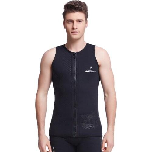 DIVE&SAIL Men Scuba Dive Vest Wetsuit 3mm Neoprene Inside Front Zipper Keep Warm Sleeveless Jacket Tops for Snorkeling Swimming
