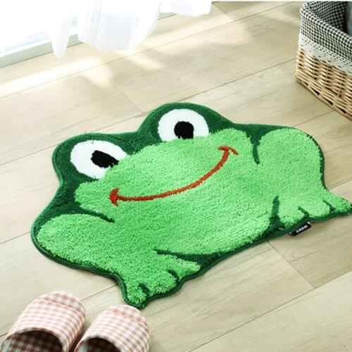 Non-slip carpet Creative 3D Frog Carpet Non-skid Porch Bath Absorb Water Doormat Funny Green Frog Shape Rug Floor Mat Runner