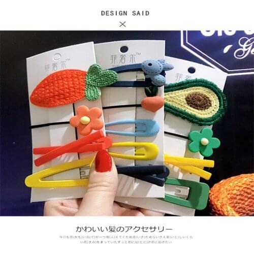 New Autumn And Winter Knitting Fruit Hairpin Flowers Cartoon Hair Clips For Girls Lovely Student Girls Hair Accessories