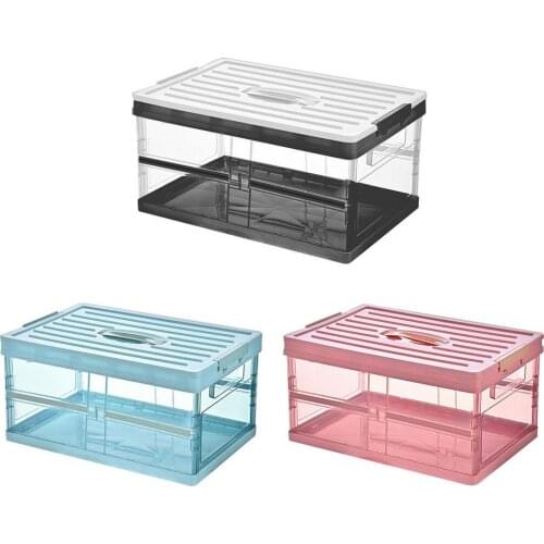 Car Trunk Organizer Box 30L Large Capacity Folding Storage Box Home Thickened Transparent Storage Box For Car Camping Travel