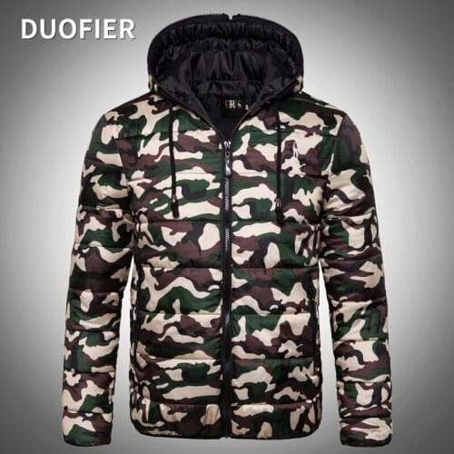 Men Winter Parkas Fashion Camouflage Solid Hooded Cotton Coat Jacket Casual Warm Clothes Mens Overcoat Streetwear Puffer Jacket