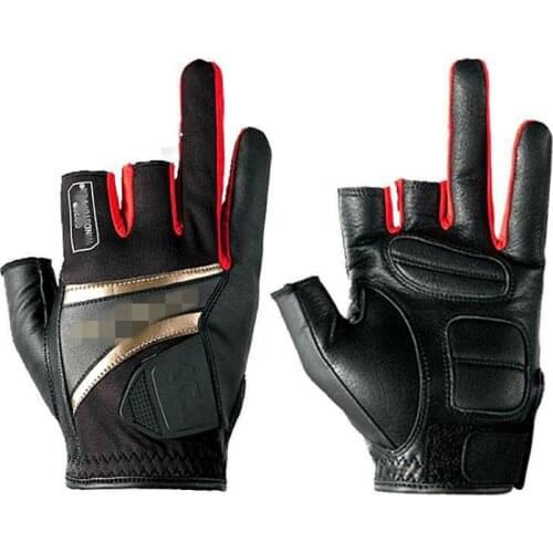 Best Leather Fishing Gloves Men UV Protection ANti Slip Thicken Glove 3 Finger Cut Breathable Outdoor Hiking Cycling Sports