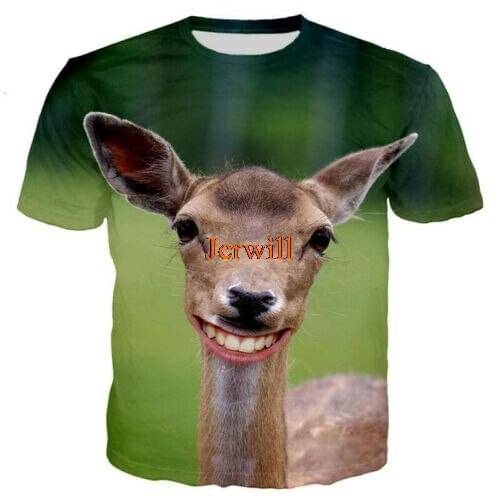 Cute Animal Deer 3D Print Casual T-Shirt Fashion Women Men Short Sleeve Tops Tee