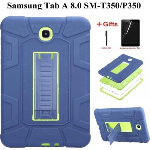 Hybrid Rubber Plastic+Silicone Shockproof Case For Galaxy Tab A 8.0 Cover for Samsung Tab a 8.0 SM-T355 SM-T350 case+film+pen