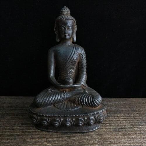 Rare Old Seated Iron Shakyamuni Statue of Guanyin Bodhisattva,#02