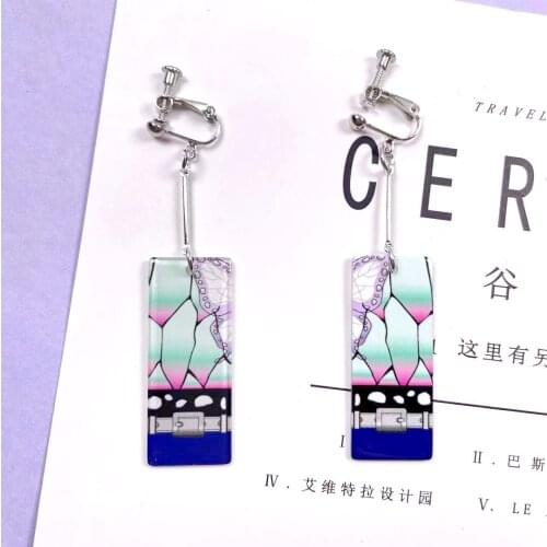 Trumpet Drop Earrings Anime Acrylic Demon Slayer Kimetsu no Yaiba Blade of Ghost Earings For Women Men Gift Earrings
