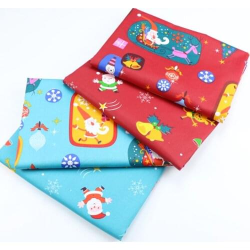 Cute Santa Claus Gift Twill Cotton Fabric,DIY Sewing Patchwork Quilting Fat Quarters Tecido Cloth For Baby Dress Sheets Textiles