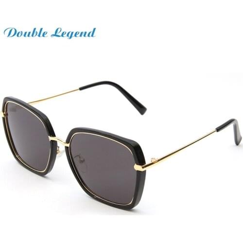 DOUBLE LEGEND Fashion Big Frame Sunglasses Polarized Black Hexagon Tr+Metal Uv400 Sunglasses for Women Men Decorative Eyewear