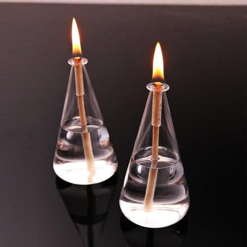Glass Oil Lamp Set of 2- Dining Table Decor Glass Accessory Kerosene Lamp Birthday Party Ideas Glass Candle Gift to Her