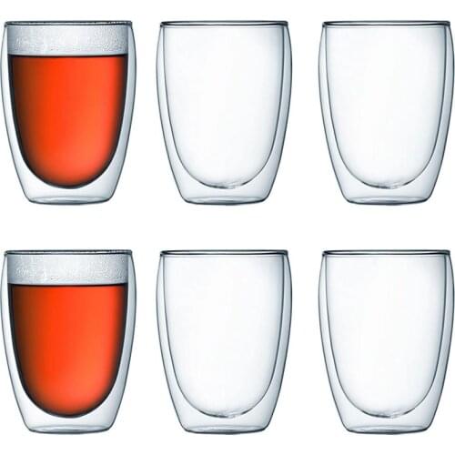 Double Wall Clear Insulated Glasses,Insulated Thermal Mugs for Tea, Coffee, Latte, Cappucino, Cafe, Milk