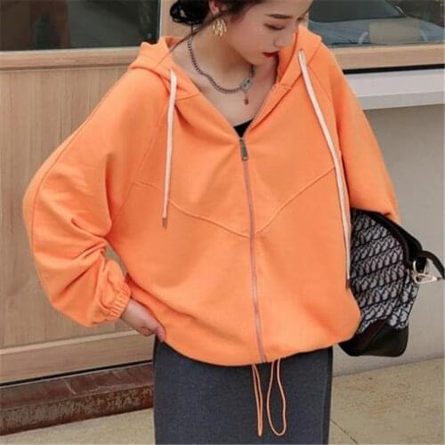 NEW Long Sleeve Oversize Hoodies Tops Pullover Tops Korean Style hoodies Vintage Solid Color Long Sleeve Women Casual Coats