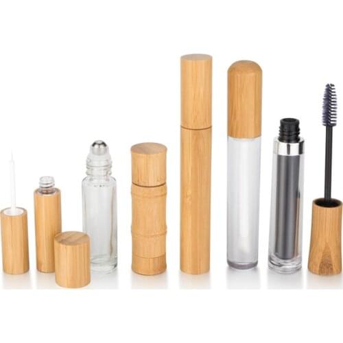 Lilipgloss tube empty 5ml /6ml Bamboo lipgloss tube cosmetic packaging lip scrub container