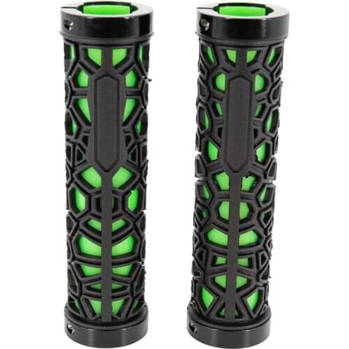 Bicycle Lock on Comfort Rubber Handle Grips Bike Handlebar Grips(Black and Green)