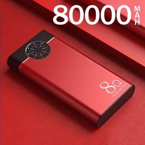 80000mAh Power Bank Large Capacity Outdoor Portable Powerbank Digital Display LED Light 2USB for IPhone Xiaomi Samsung