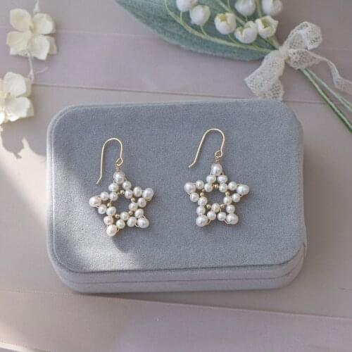 Lii Ji Real 925 Sterling Silver Pearl Earring Handmade Star Freshwater Pearl Earring Cute Women Jewelry