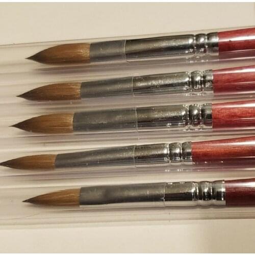 100% Pure Kolinsky Nail Brush with Oval Wood Handle Kolinsky Hair, Wood Handle - Use to Create Manicures & Pedicures (Size 2-16)