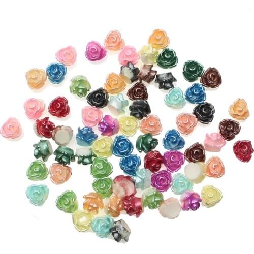 100pcs Kawaii Resin Flowers Flatback Cabochon Scrapbook Craft Clear Embellishments DiyDecor For Headwear Phone Nail Art Stickers