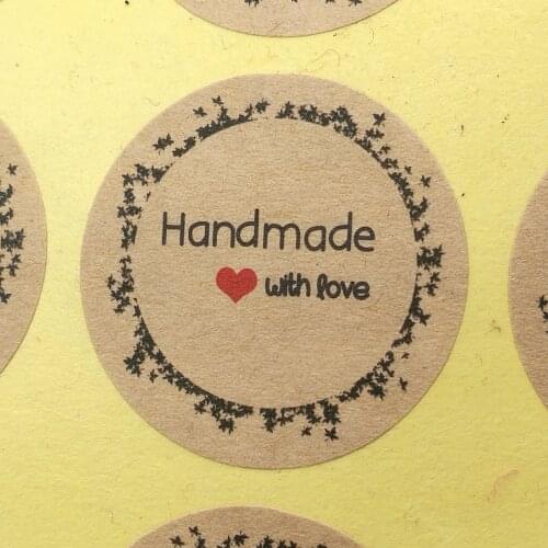 120pcs Paper Thank You Self-adhesive Kraft Sticker Labels Packing Handmade Cake/Cookie/Small Product Wrapping Seal 3cm Stickers