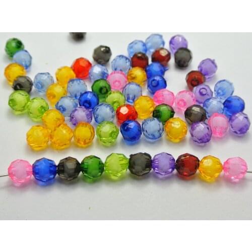 200 Mixed Color Acrylic Faceted Round Beads 8mm "Bead in Bead"