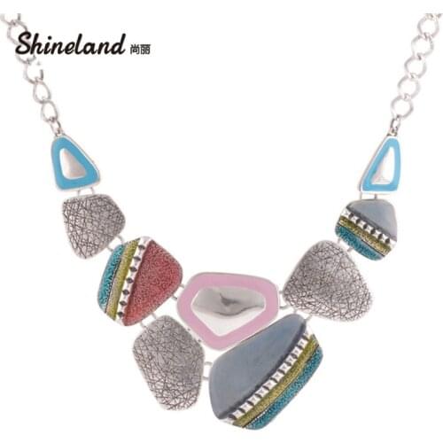 2020 Fashion Ethnic Vintage Antique Trendy ful Enameling Geometric Pendants Choker Statement Necklaces Bijoux