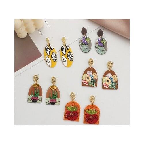 2021 new acrylic plant Earrings Bohemian Earrings