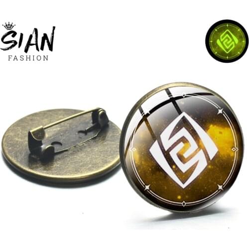 SAIN Anime Genshin Impact Brooch Badges Gods Eye Mixed with 25mm and 20mm Glass Cabochon Brooches Pin Jewelry Gifts for Friends