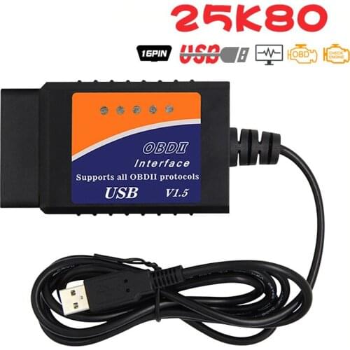 OBD2 Usb ELM327 with CH340T PIC18F 25K80 Chip Car Diagnostic Tool Obd2 Scanner Professional