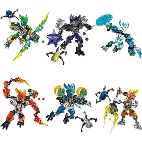 BIONICLE Jungle Rock Water Earth Ice Fire Action Figures Building Block Toys Set For Kids Gift Compatible Major Brand 6pcs/Set
