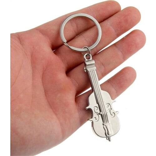 WWLB Brands Creative Charm Pendant Violin Key Ring Silver Color Musical Note Keychain For Car Metal Music Symbol Key Chains Gift