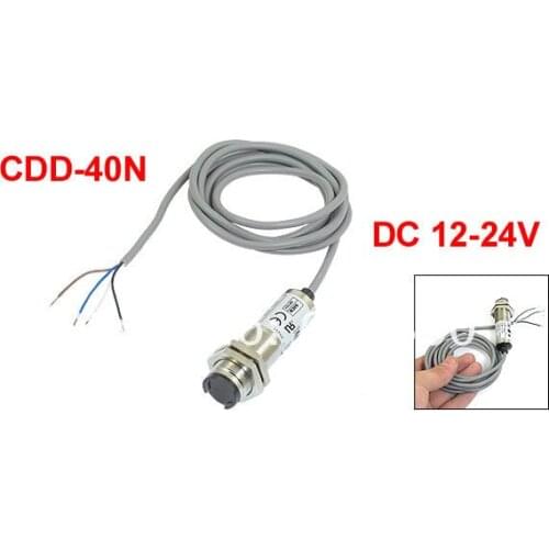 CDD-40N DC 12V - 24V 40mA 4 Wire Type NPN NO + NC 40mm Detector Cylindrical Inductive Proximity Switch Sensor 1.2M Cable