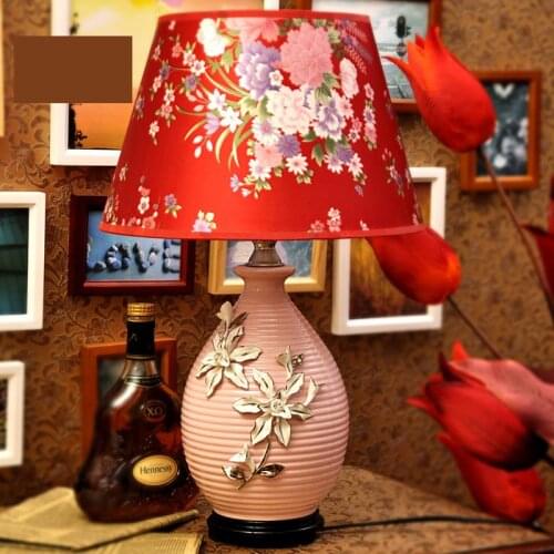 Jingdezhen Ceramics European Garden Table Lamp Bedroom Bed Head Wedding Home Chinese Style porcelain ceramic table Lamps pink