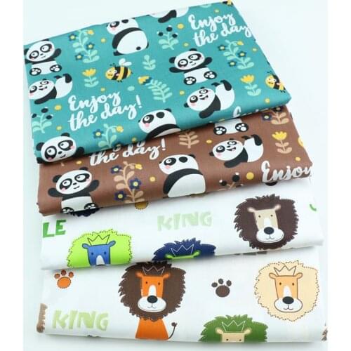 Cartoon Panda Printed Cotton Fabric 40S Cotton Cloth For Baby Doll Clothe Baby Patchwork Material