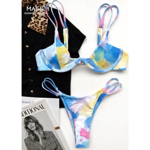 A printing integrated steel tobikini 2020 European hot style double-sided swimsuit trade swimsuit Bikini Swimming Suit Swimwear