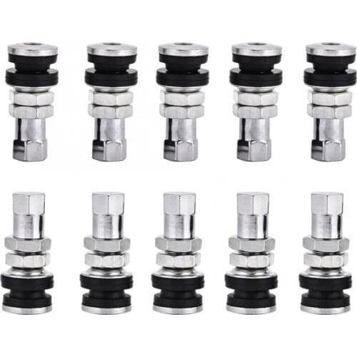 10pcs TR161 Metal Car Truck Motorcycle Bolt In TubelessTire Tyre Valve Short Stems Kit with Dust Cap